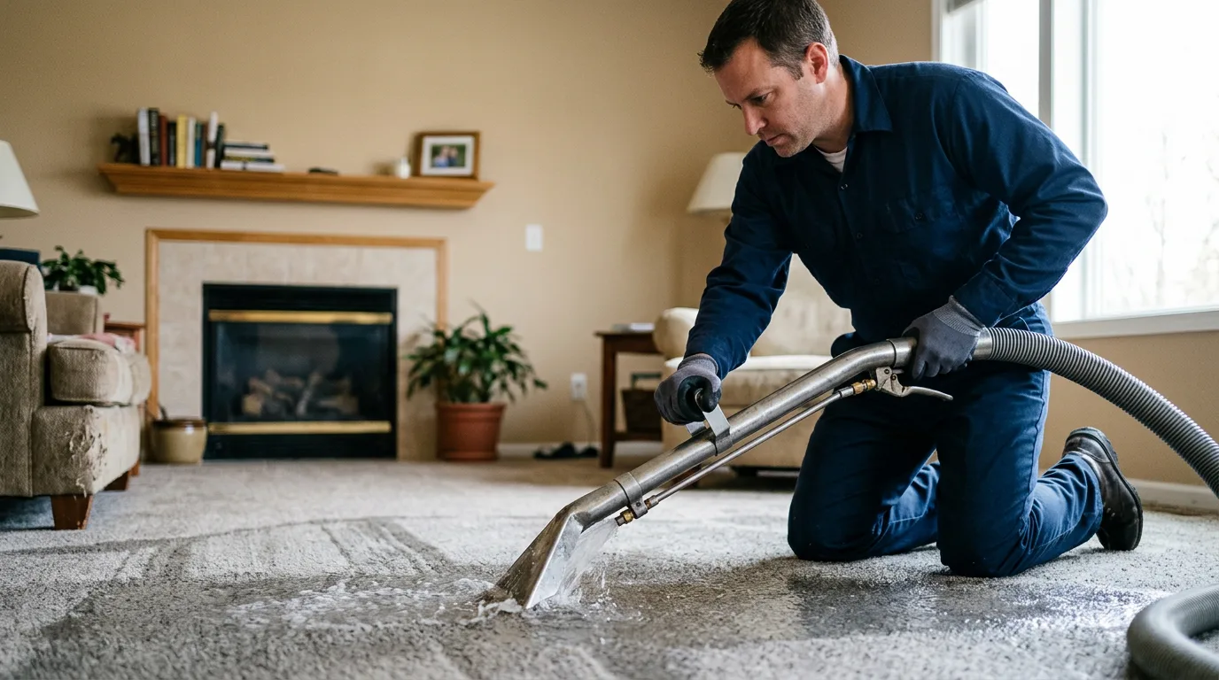 Water damage restoration technician working near Nashport, OH